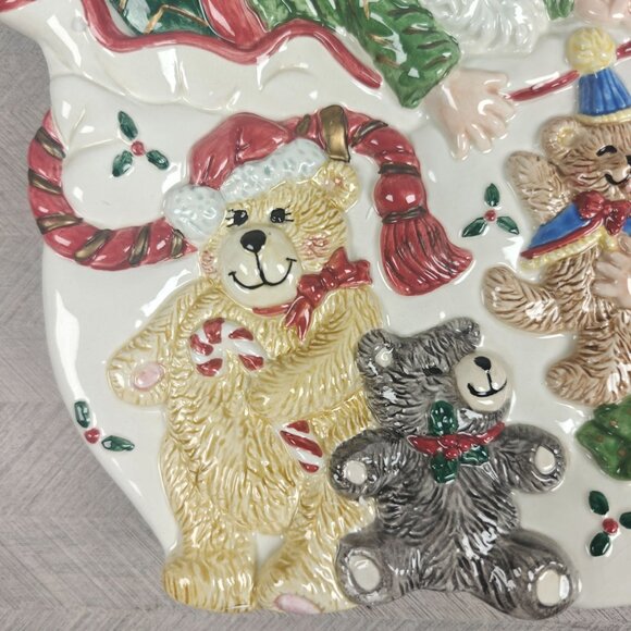 Vintage Fitz & Floyd Holiday Christmas Elf Canape Cookies Plate New In Box - Picture 6 of 8